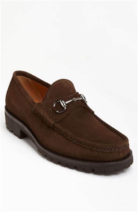 gucci lug sole loafer brown suede|Gucci Classic Lug Sole Moccasin, $550 .